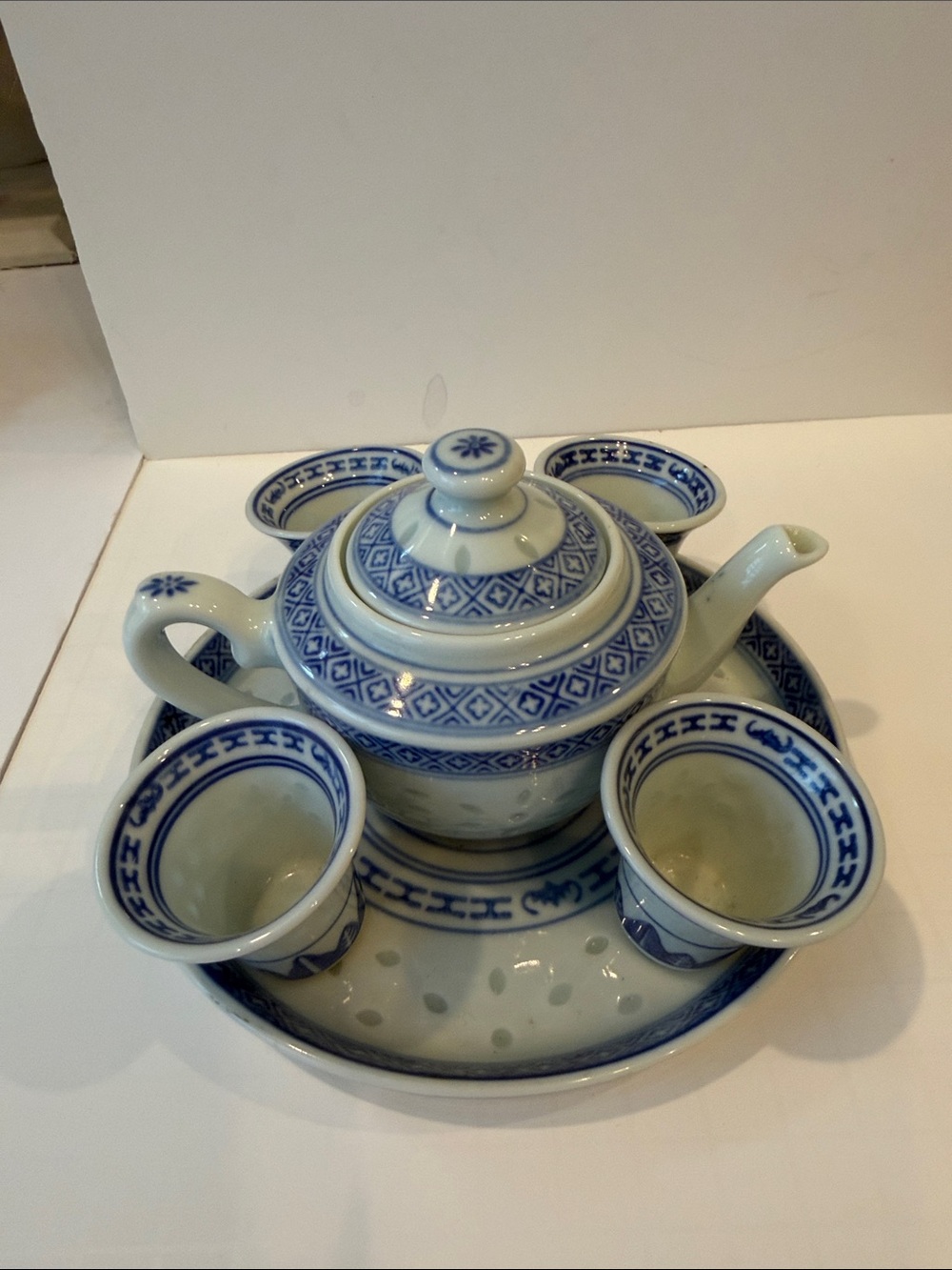 Blue and White Porcelain Tea Set - Traditional Asian Style